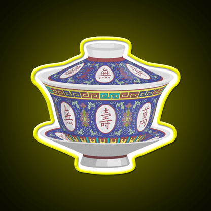 Chinese Traditional Porcelain Tea Cup With Lid Led Neon Sign Chinese Food Rgb Color - Shineneon