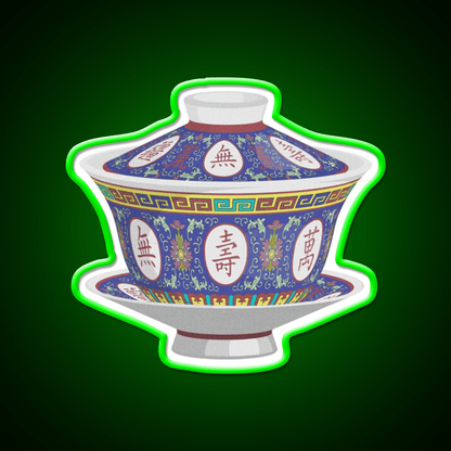 Chinese Traditional Porcelain Tea Cup With Lid Led Neon Sign Chinese Food Rgb Color - Shineneon