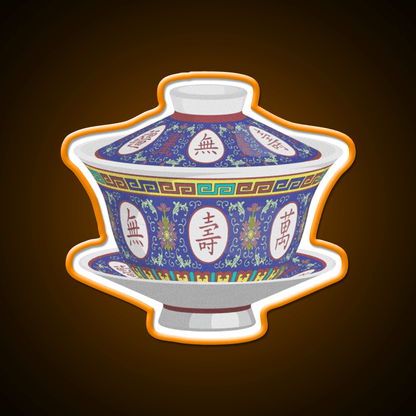 Chinese Traditional Porcelain Tea Cup With Lid Led Neon Sign Chinese Food Rgb Color - Shineneon