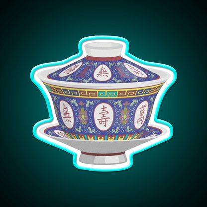 Chinese Traditional Porcelain Tea Cup With Lid Led Neon Sign Chinese Food Rgb Color - Shineneon