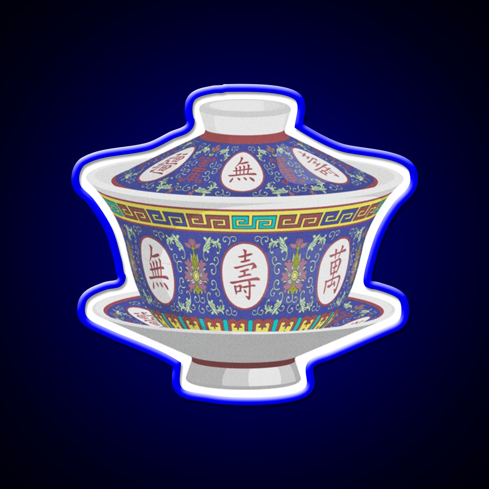 Chinese Traditional Porcelain Tea Cup With Lid Led Neon Sign Chinese Food Rgb Color - Shineneon