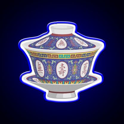 Chinese Traditional Porcelain Tea Cup With Lid Led Neon Sign Chinese Food Rgb Color - Shineneon