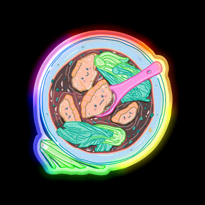Chinese Wonton Soup Kawaii Light Blue Led Neon Sign Chinese Food Rgb Color