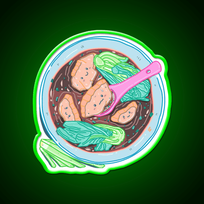 Chinese Wonton Soup Kawaii Light Blue Led Neon Sign Chinese Food Rgb Color - Shineneon