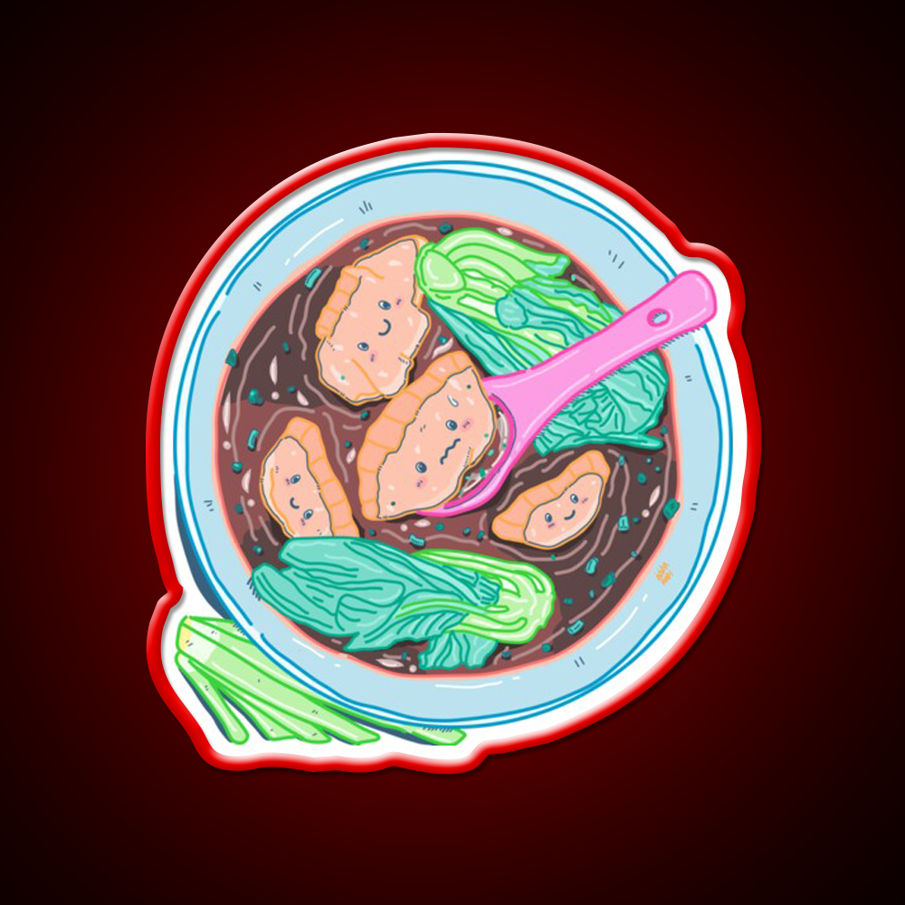 Chinese Wonton Soup Kawaii Pocket Design Led Neon Sign Chinese Food Rgb Color