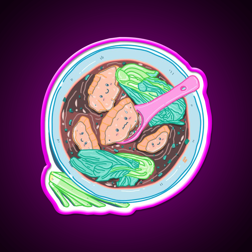 Chinese Wonton Soup Kawaii Pocket Design Led Neon Sign Chinese Food Rgb Color - Shineneon