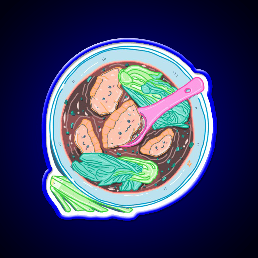 Chinese Wonton Soup Kawaii Pocket Design Led Neon Sign Chinese Food Rgb Color - Shineneon