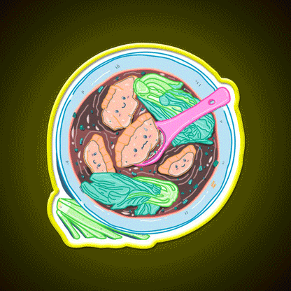 Chinese Wonton Soup Kawaii Pocket Design Led Neon Sign Chinese Food Rgb Color