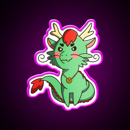 Chinese Zodiac Dragon Asian Cultural Led Neon Sign Rgb Color - Neon sign mounted on wall in room