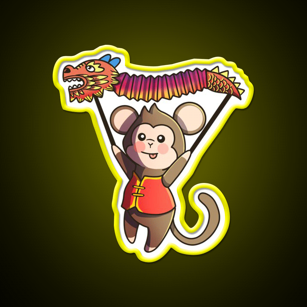 Chinese Zodiac Monkey Asian Cultural Led Neon Sign Rgb Color - Custom LED neon sign front view