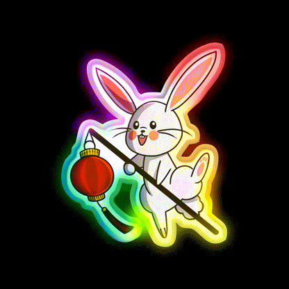 Chinese Zodiac Rabbit Asian Cultural Led Neon Sign Rgb Color - LED neon sign close-up detail