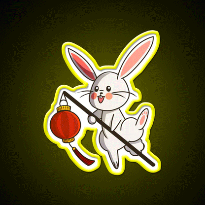 Chinese Zodiac Rabbit Asian Cultural Led Neon Sign Rgb Color - Custom LED neon sign front view
