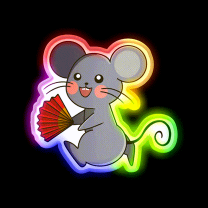 Chinese Zodiac Rat Asian Cultural Led Neon Sign Rgb Color - LED neon sign close-up detail