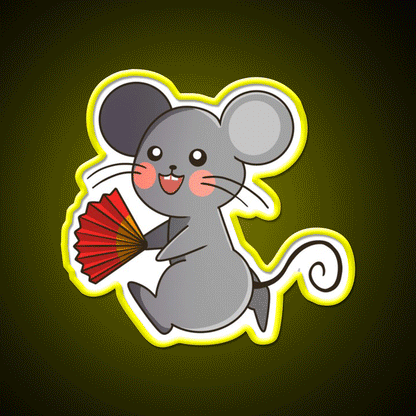 Chinese Zodiac Rat Asian Cultural Led Neon Sign Rgb Color - Custom LED neon sign front view