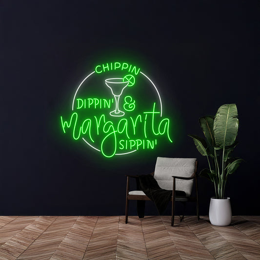 Chippin Dippin Margarita Sippin Led Light Guacamole Wall Decor