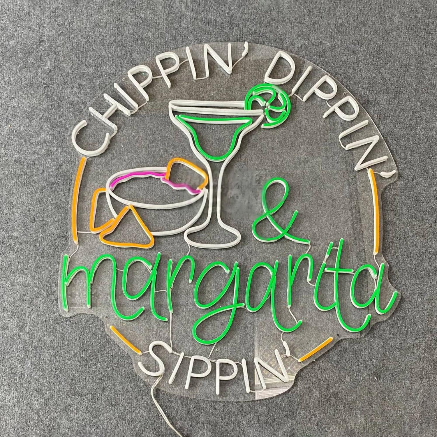 Chippin Dippin Margarita Sippin Led Neon Sign Cocktail Bar Decor | Shineneon