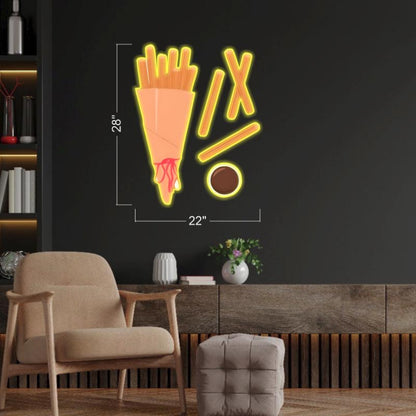 Chips Chef Bread Cartoon Yellow-Orange Led Neon Sign For Restaurant Home Decor | Shineneon