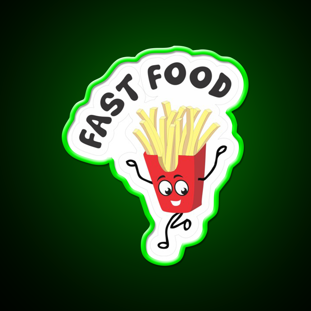 Chips Fast Food Led Neon Sign For Burger Place Wall Art Rgb Color