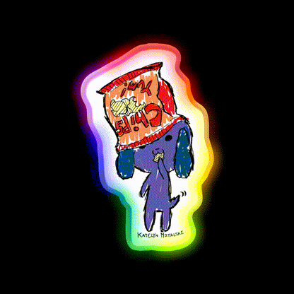 Chips Puppy Snack Food Led Neon Sign Rgb Color - LED neon sign close-up detail