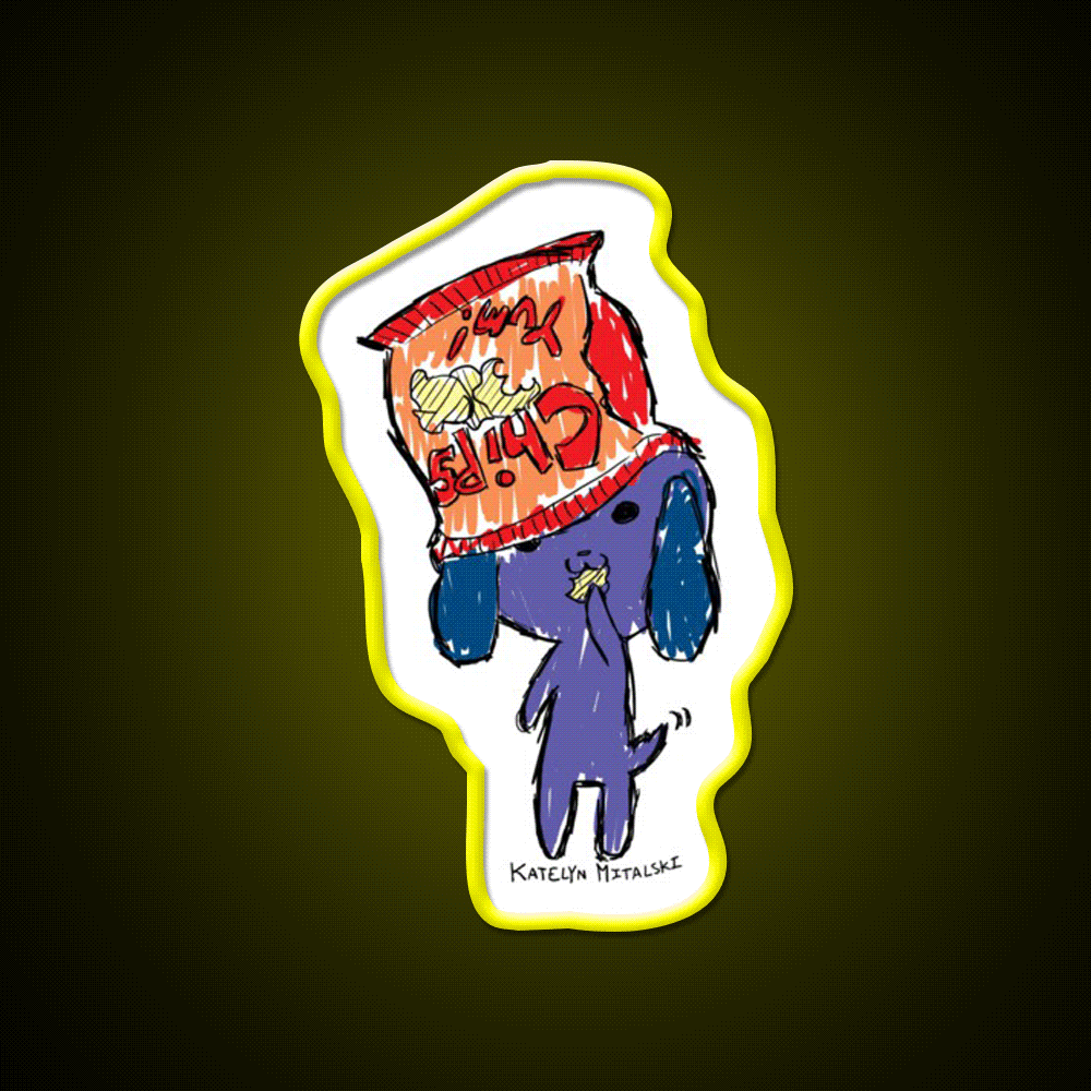 Chips Puppy Snack Food Led Neon Sign Rgb Color - Custom LED neon sign front view