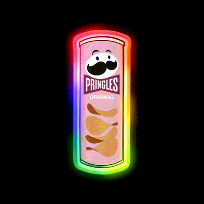 Chips Snack Pringles Snack Food Led Neon Sign Rgb Color - LED neon sign close-up detail