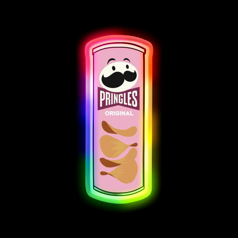 Chips Snack Pringles Snack Food Led Neon Sign Rgb Color - LED neon sign close-up detail