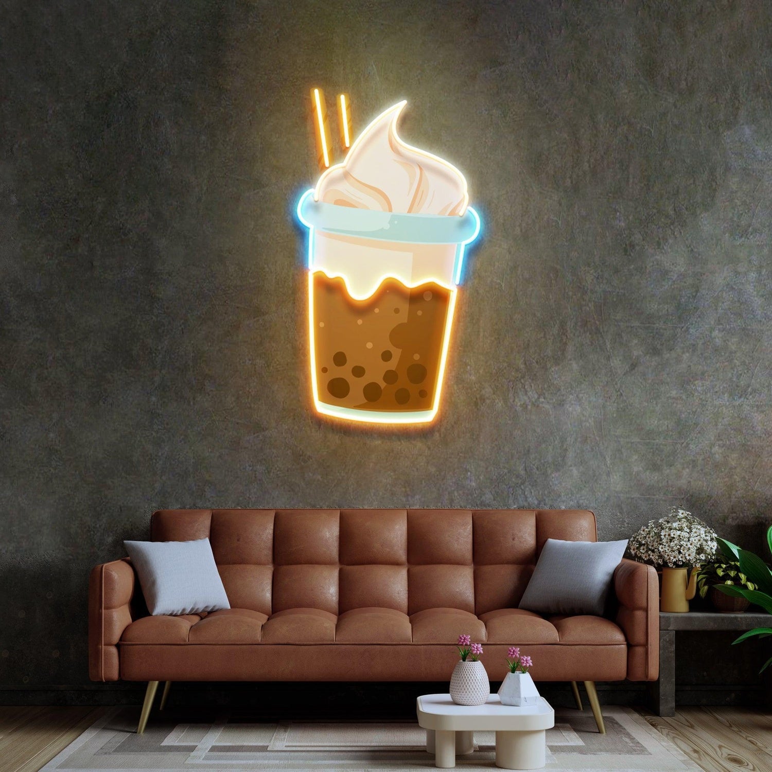 Choco Milktea Cup Uv Printed Led Neon Sign For Cafe Home Decor | Shineneon