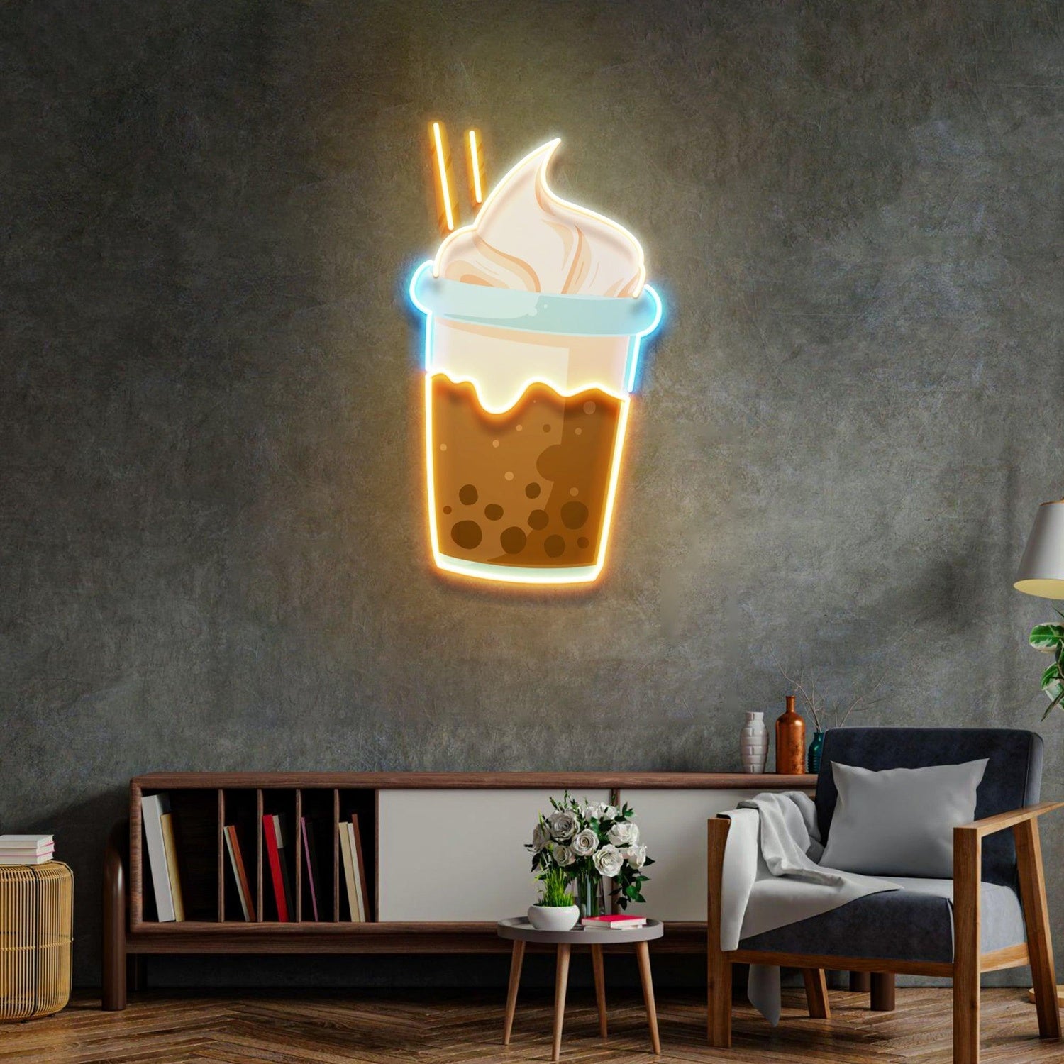 Choco Milktea Cup Uv Printed Led Neon Sign For Cafe Home Decor | Shineneon