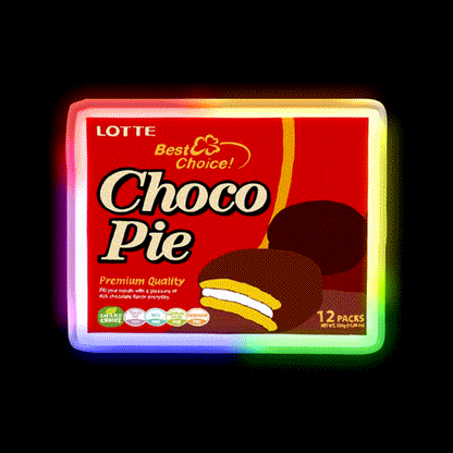 Choco Pie Snack Food Led Neon Sign Rgb Color - LED neon sign close-up detail
