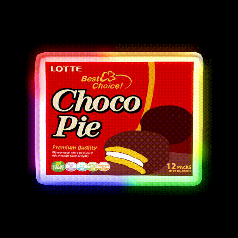 Choco Pie Snack Food Led Neon Sign Rgb Color - LED neon sign close-up detail