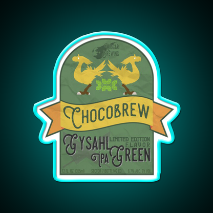 Chocobrew Gysahl Green Ipa Beer Bar Decor Led Neon Sign Rgb Color - Size and dimension reference