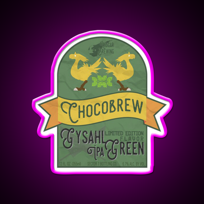 Chocobrew Gysahl Green Ipa Beer Bar Decor Led Neon Sign Rgb Color - Neon sign mounted on wall in room