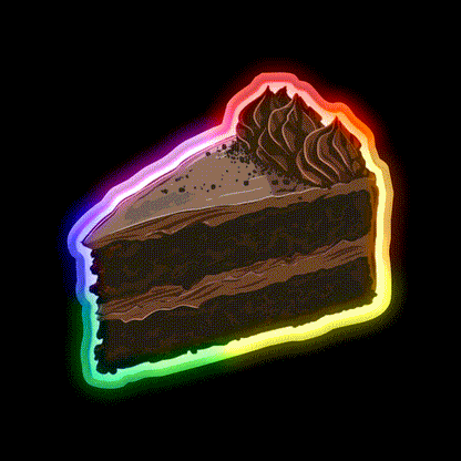 Chocolate Cake Slice Snack Food Led Neon Sign Rgb Color - LED neon sign close-up detail