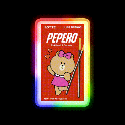 Chocolate Covered Pepero Pocky Snack Food Led Neon Sign Rgb Color - LED neon sign close-up detail