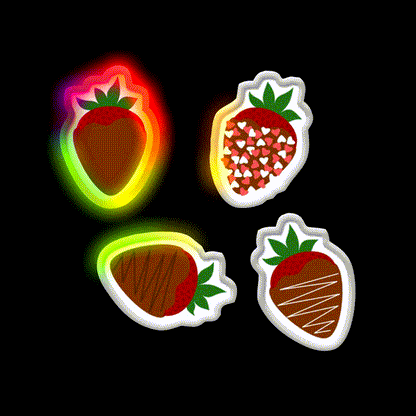 Chocolate Covered Strawberries Snack Food Led Neon Sign Rgb Color - LED neon sign close-up detail