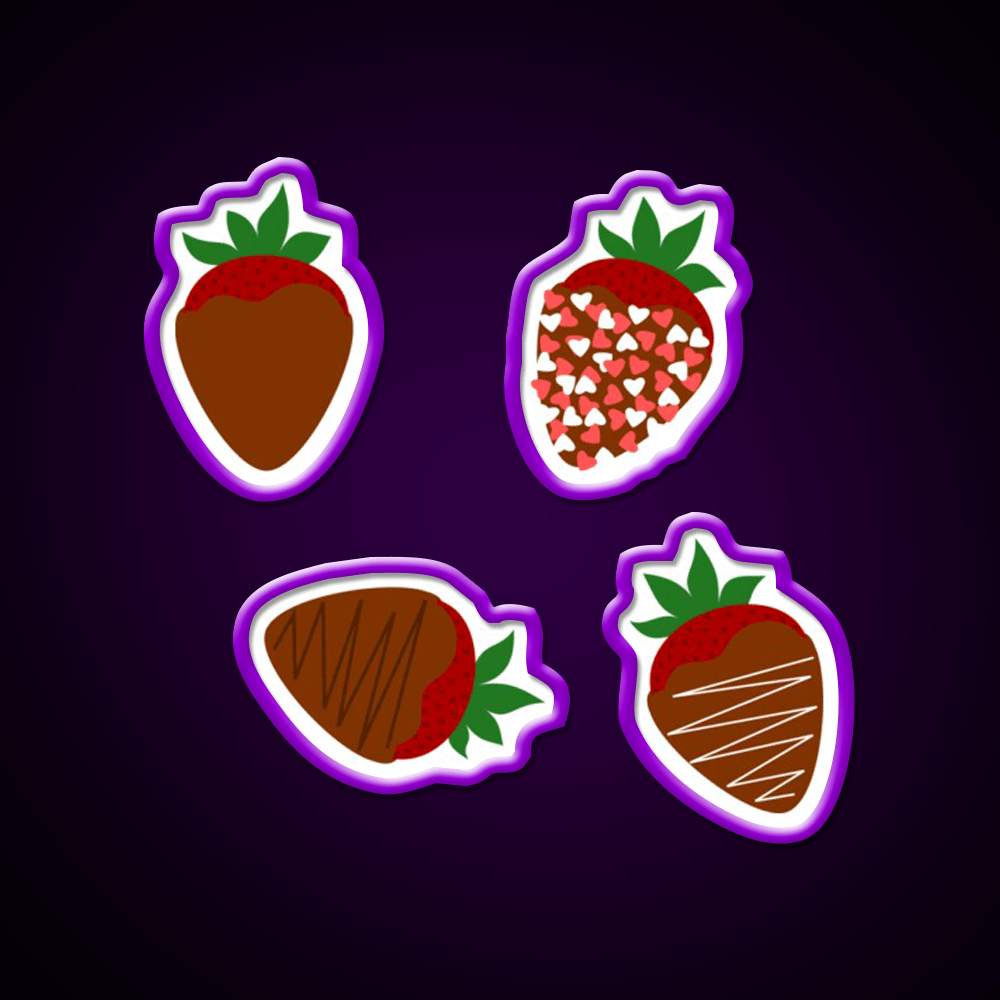 Chocolate Covered Strawberries Snack Food Led Neon Sign Rgb Color - Shineneon
