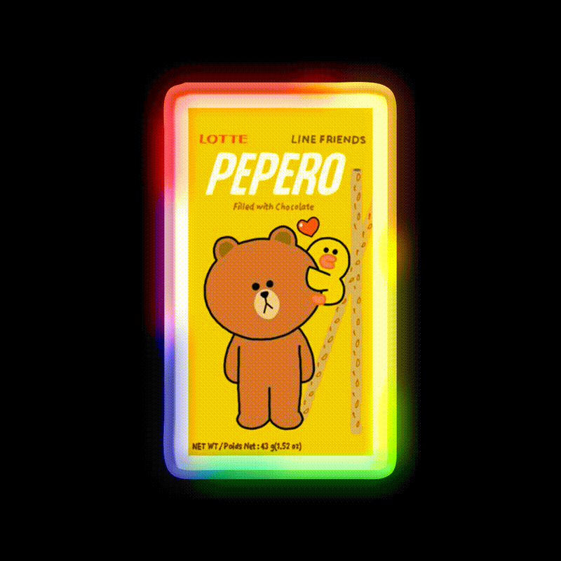 Chocolate Filled Pepero Pocky Snack Food Led Neon Sign Rgb Color - LED neon sign close-up detail