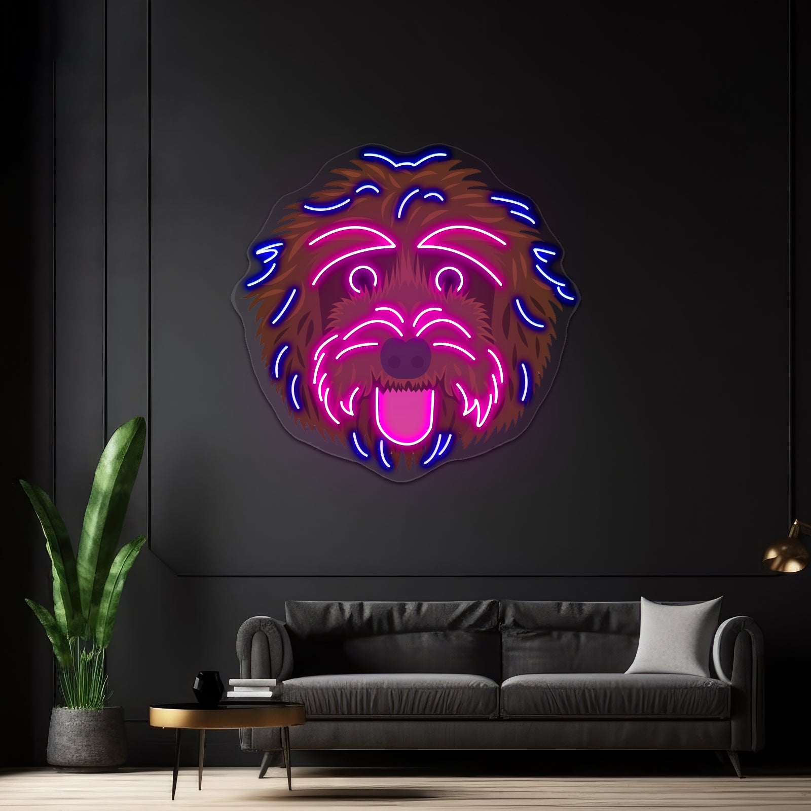 Chocolate Labradoodle Artwork Business Neon Sign - Shineneon