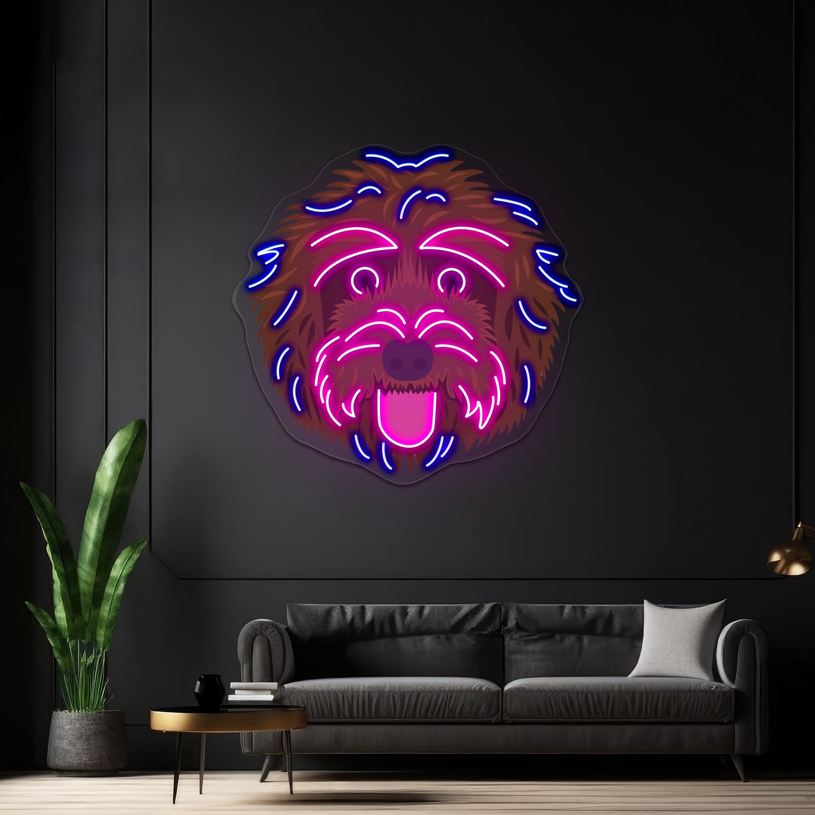 Chocolate Labradoodle Artwork Business Neon Sign