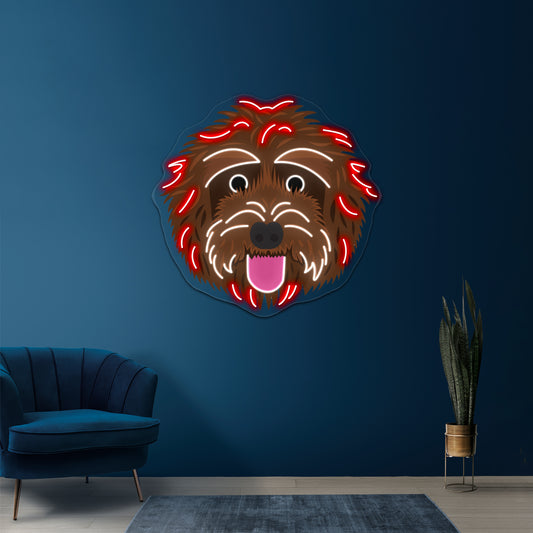 Chocolate Labradoodle Artwork Business Neon Sign