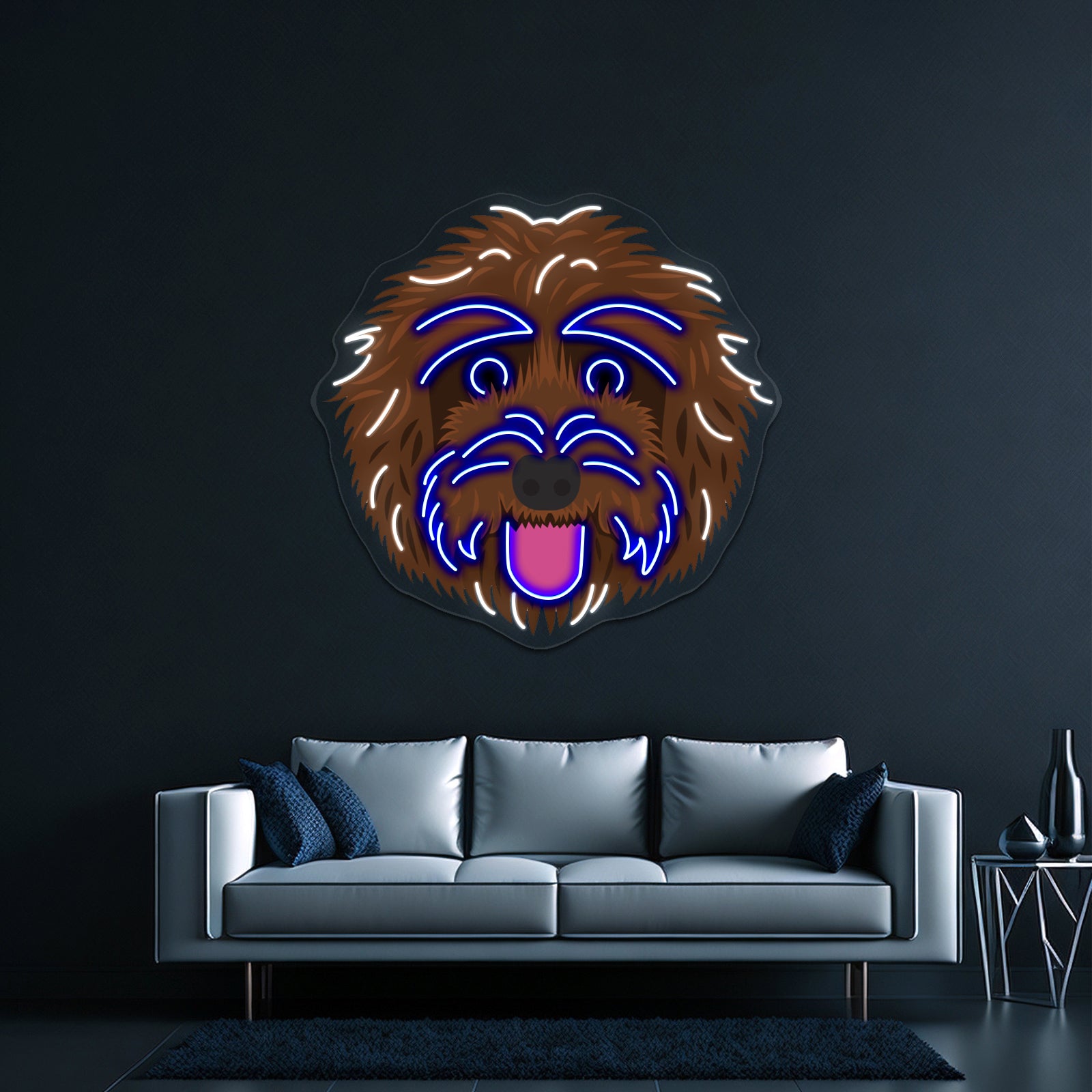 Chocolate Labradoodle Artwork Business Neon Sign