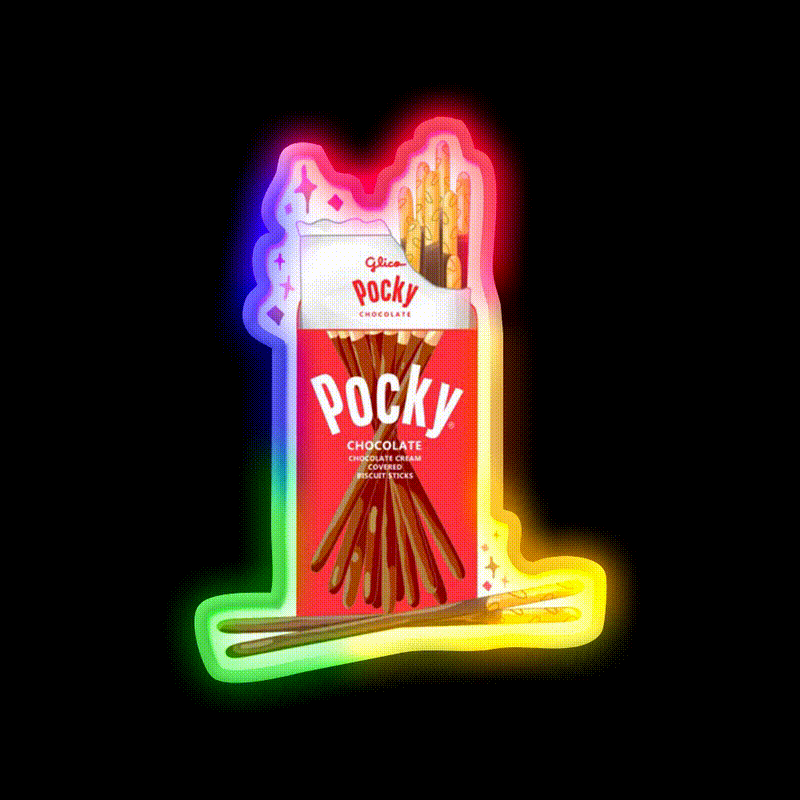 Chocolate Pocky Snack Food Led Neon Sign For Vending Area Rgb Color - LED neon sign close-up detail