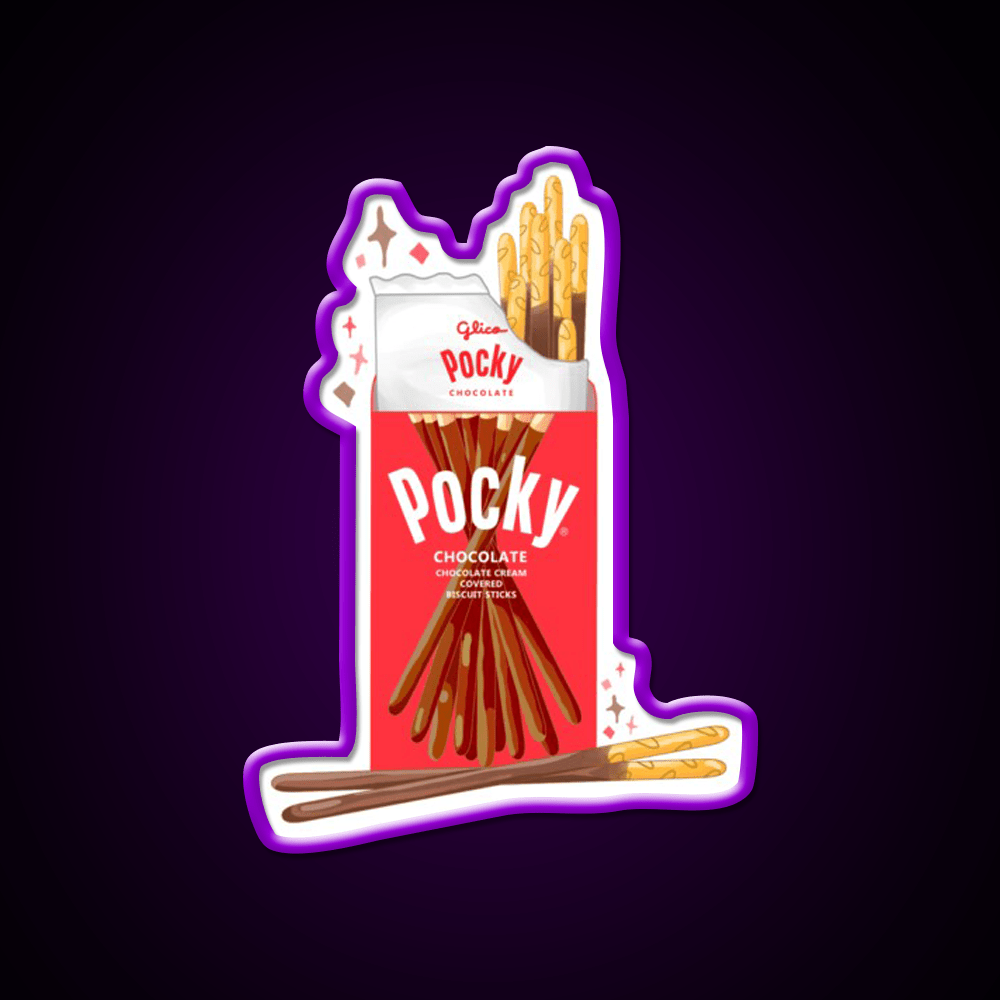 Chocolate Pocky Snack Food Led Neon Sign For Vending Area Rgb Color - Shineneon