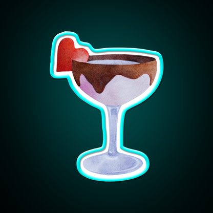 Chocolate Strawberry Martini Cocktail Bar Decor Led Neon Sign Rgb Color - Size and dimension reference