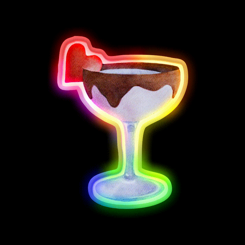 Chocolate Strawberry Martini Cocktail Bar Decor Led Neon Sign Rgb Color - LED neon sign close-up detail