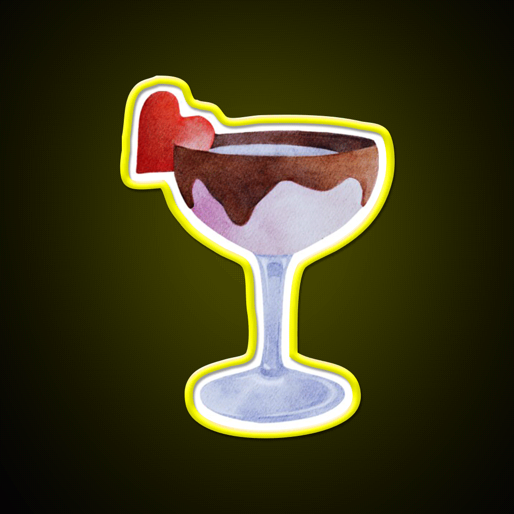 Chocolate Strawberry Martini Cocktail Bar Decor Led Neon Sign Rgb Color - Custom LED neon sign front view