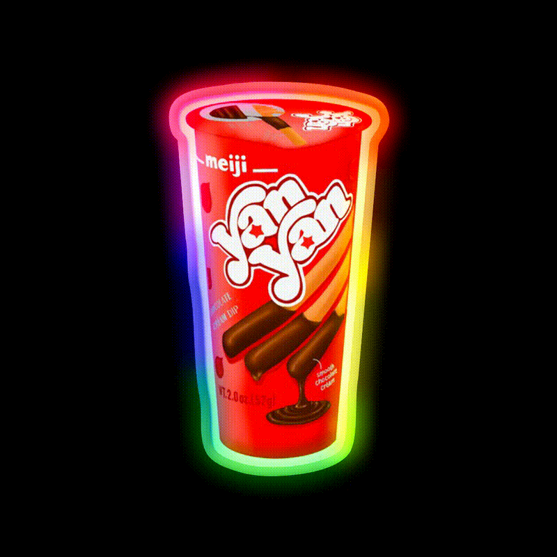 Chocolate Yan Yan Snack Food Led Neon Sign Rgb Color - LED neon sign close-up detail