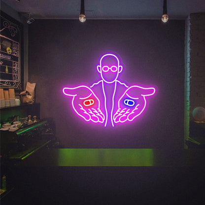 Choice In Bar Red Pill Blue Pill Funny Neon Lights - Shineneon