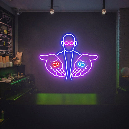 Choice In Bar Red Pill Blue Pill Funny Neon Lights - Shineneon