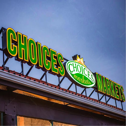 Choices Markets 3D Frontlit And Backlit Channel Letter Led Light Sign
